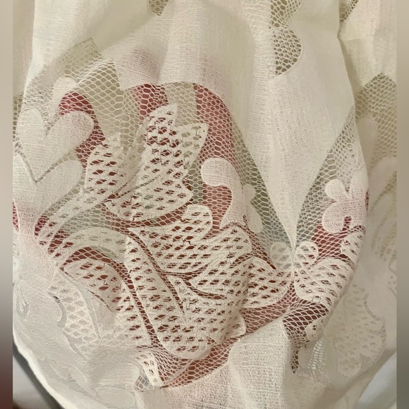 A. Peach Floral Lace Midi Skirt A-Line Size M White Milkmaid Bridal Modest Angel - Picture 8 of 16